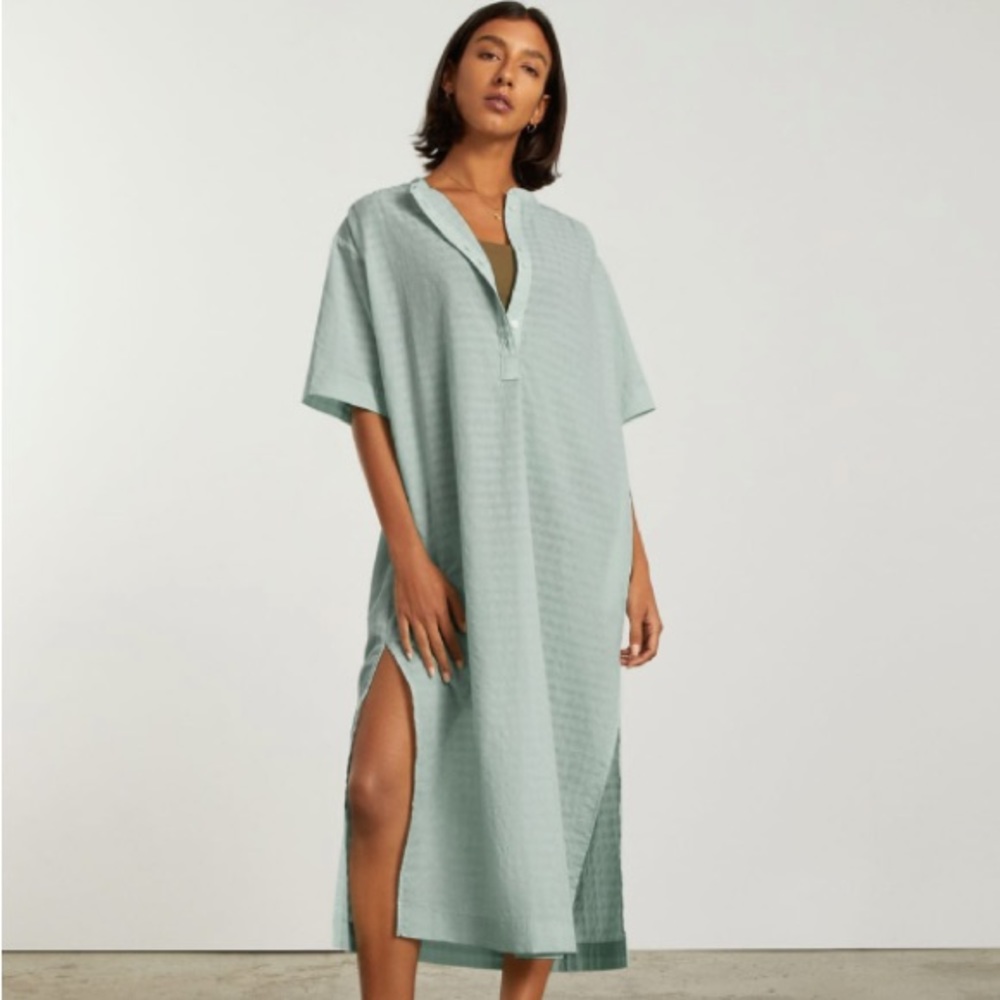 Everlane The Caftan Dress White Sage Textured